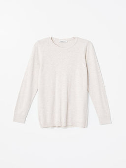 Bisiklet Yaka Kendinden Desenli Uzun Kollu Kad?n Triko Kazak