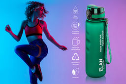 Бутылка для воды 1000 мл 7,8*7,8*28,5 см Style Matte с углубл. д/пальц, темно-зеленая, мотивац. - Elan gallery фото 19