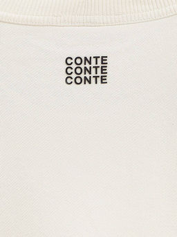 CONTE Удлиненная футболка из футера c карманом и аппликацией из стразов LD 2596 off-white