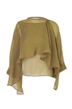 Yesil Onu Dugme Detayl? Oversize Ince Dokumlu Dokuma Bluz TWOSS26BZ00653 - Trendyolmilla фото 3