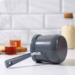 Турка Доляна «Мрамор грэй», 600 мл, d=10 см, 20.5×10×14 см, пластиковая ручка, антипригарное покрытие, индукция, серая