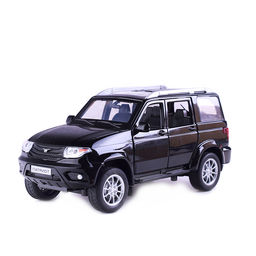 Машина металл UAZ Патриот 17,8 см, (свет-звук, откр. двери, черн.) инерц., в коробке