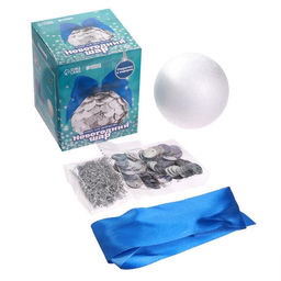 Ёлочный шар с пайетками «Новый год!», серебряный, набор для творчества