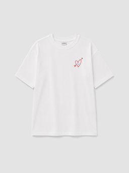 Loose Fit Bask?l? K?z ?ocuk Ti??rt