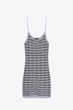 STRIPED METALLIC THREAD DRESS - Zara фото 6