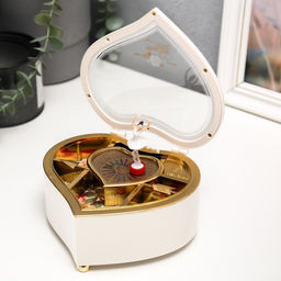 Музыкальная шкатулка механическая «Сердце белое», пластик, 15.5×14×7.5 см