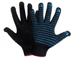 Перчатки х/б с ПВХ двойные черные (1упак/5)