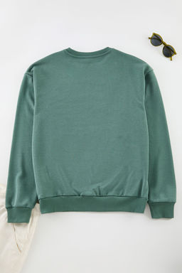 TRENDYOL MAN Yesil Oversize/Genis Kesim Kabartma Yaz? Bask?l? Sweatshirt TMNAW25SW00048 - Trendyolmilla фото 11