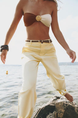 CHINO TROUSERS WITH BRAIDED BELT - Zara фото 21