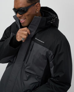 Горнолыжная куртка мужская зимняя темно-серого цвета 7616TC