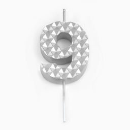 Свеча в торт на шпажке Соты, цифра 9, 7 см, серебро - Simaland фото 3