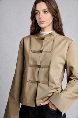 %100 Pamuk Regular Fit Napolyon Ceket - Defacto фото 4