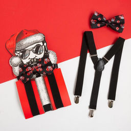 Набор мужской KAFTAN подтяжки и галстук-бабочка Крутой Санта