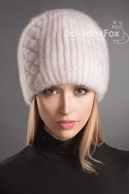 Шапка Сноп норка орнамент меланж