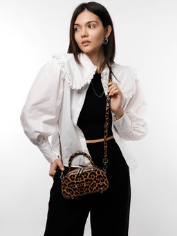 LACCOMA сумка НИM266-леопард натуральная кожа хлопок  фото 5