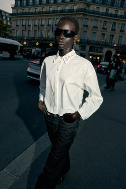 POPLIN SHIRT WITH JEWEL BEADS - Zara фото 2