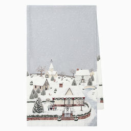 Дорожка на стол Этель «Зимняя деревушка» 30×70 см, 100% хлопок, саржа 190 г/м², белая/серая