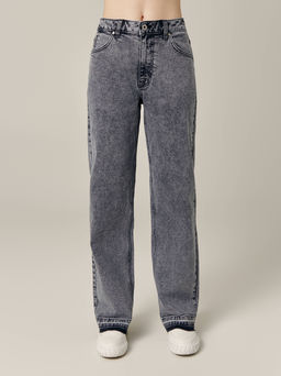 CONTE CON-681 Джинсы wide leg оксидной варки с необработанным краем washed black - Conte elegant фото 5