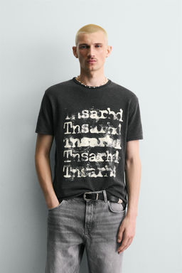 CAMISETA PUNTO ESTAMPADO LAVADO / Negro - Zara фото 2