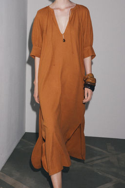ZW COLLECTION LINEN TUNIC DRESS - Zara фото 11