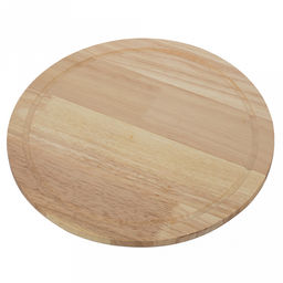 Доска разделочная деревянная "Bosco" д31см, h1,2см, круглая, дерево Гевея, в наборе нож из нержавеющей стали для пиццы 19,5х7см, "Regent" (Китай)