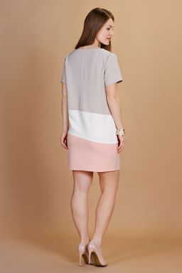 Платье комбинированное серое с розовым