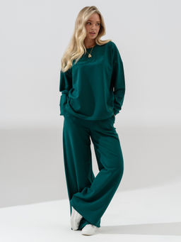 Костюм Оптима футер с брюками палаццо изумрудный  фото 2