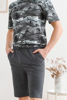 Шорты мужские из футера Шерлок серая клетка макси - Амадэль фото 3