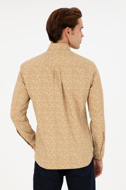 Мужская рубашка песочного цвета с длинным рукавом Неожиданная скидка в корзине - U.s. polo assn фото 5