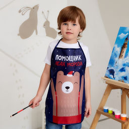 Фартук детский для творчества «Этель. Помощник Деда Мороза», 49×39 см, 100% п/э
