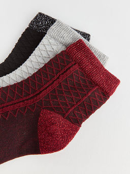 Kendinden Desenli Kad?n Soket ?orap 3l?