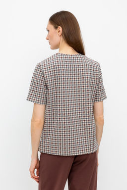 ЕВТ 3231/тем.бежевый,гусиная лапка фуфайка жен