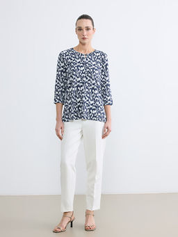 Bisiklet Yaka Desenli Bluz