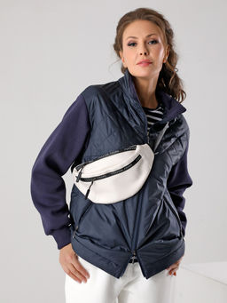 Куртка-ветровка с рукавами из мягкого трикотажа, есть ВИДЕООБЗОР, темно-синий - Dizzyway фото 3