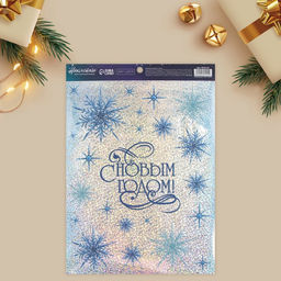 Цена за 2 шт. Наклейки новогодние, интерьерные «С Новым годом», голография 21×29.5 см