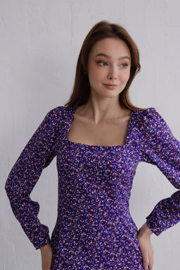 Платье с вырезом каре фиолетовое в цветочек - Martichelli фото 13