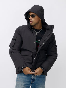 Куртка спортивная мужская зимняя с капюшоном черного цвета 2333Ch - Wonderrman фото 14