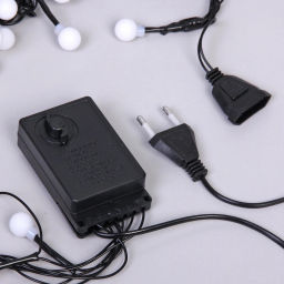 Гирлянда для дома Мишура 4 м, 200 ламп LED, d-1,4 см, черный пров, 8 реж, IP-40, Теплый белый (возможность соединения)