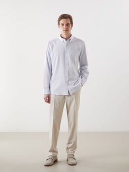 Regular Fit Uzun Kollu ?izgili Erkek G?mlek