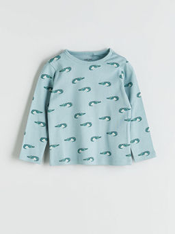 Bisiklet Yaka Bask?l? Erkek Bebek Pijama Tak?m?