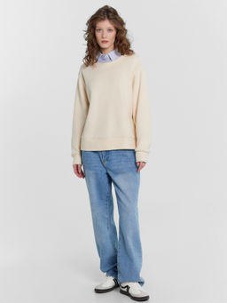 Джемпер женский кремовый с воротником, имитирующим рубашку св.бежевый меланж 5120-А 122888 - Mark formelle фото 3