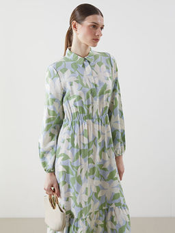 G?mlek Yaka Desenli Elbise