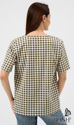 Футболка Жасмин клетка хаки Цвет:как на фото - Rash фото 3