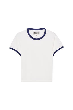 CAMISETA SLIM FIT RIB CONTRASTE / Blanco roto