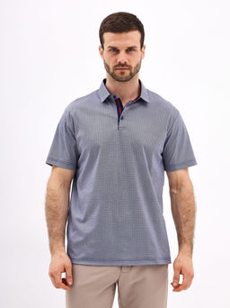 Джемпер мужской с воротником поло короткий рукав GREG G144-TD1246T-LT4618 (синий)