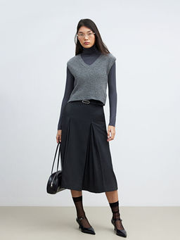 Beli Kemerli Pileli Etek