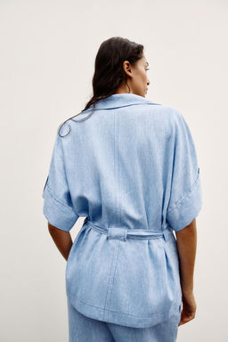 LINEN BLEND SAFARI SHIRT - Zara фото 5