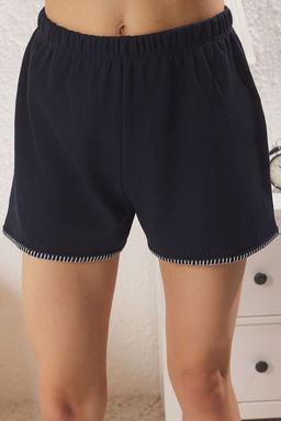 Trendyolmilla Bej Karyoka Dikis Detayl? Waffle Kumas Sortlu Orme Pijama Tak?m? THMSS25PT00157  фото 8