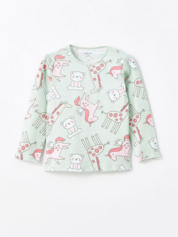 Bisiklet Yaka Bask?l? K?z Bebek Pijama ?st