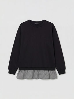 Bisiklet Yaka Ekose Kad?n Sweatshirt Tunik